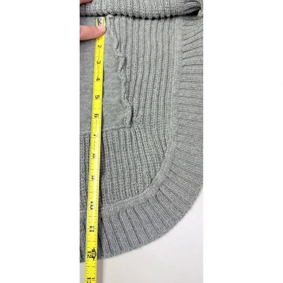 Ugg Poncho Women's Medium Grey Chunky Knit Cowl Neck Sweater Cotton 1k - Picture 13 of 13